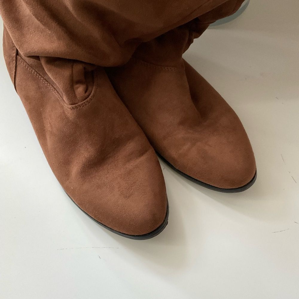 CALL IT SPRING Brown Faux Leather Suede Slouch Boots Size 6.5 - Picture 7 of 9